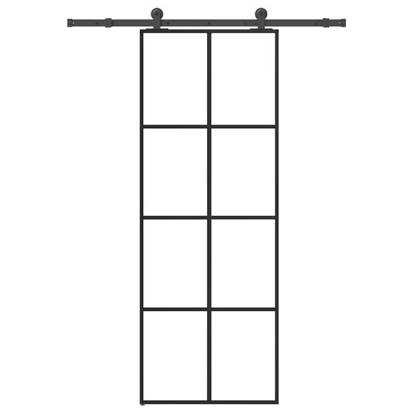vidaXL Puerta corredera con set herrajes vidrio ESG aluminio 76x205 cm