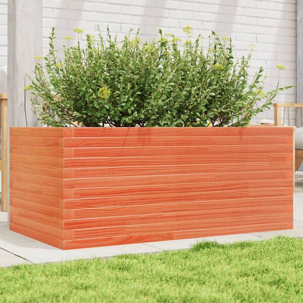 vidaXL Jardinera de madera maciza de pino marr&oacute;n cera 110x60x46 cm