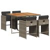 vidaXL Set comedor de jard&iacute;n 5 piezas con cojines rat&aacute;n sint&eacute;tico gris