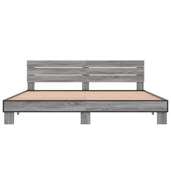 vidaXL Estructura cama madera ingenier&iacute;a metal gris Sonoma 200x200 cm