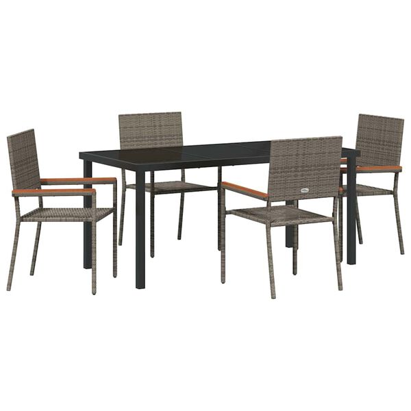 vidaXL Conjunto de Comedor de Jard&iacute;n 5 pcs Gris rat&aacute;n sint&eacute;tico