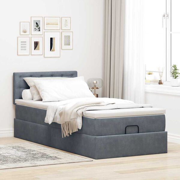 vidaXL Estructura cama otomana colch&oacute;n terciopelo gris oscuro