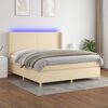 vidaXL Cama box spring colch&oacute;n y luces LED tela crema 180x200 cm