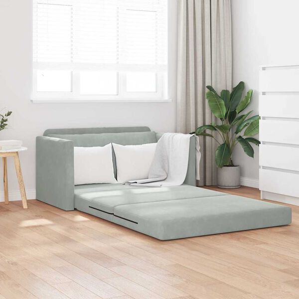 vidaXL Sofá cama Gris Claro 124 x 204 x 61 cm Terciopelo