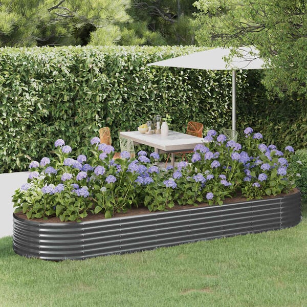 vidaXL Jardinera arriate acero galvanizado antracita 322x100x36cm