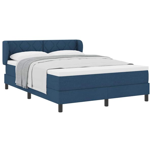 vidaXL Cama box spring con colch&oacute;n con colch&oacute;n Azul 140 x 200 cm tela