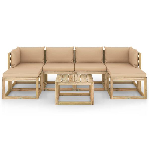 vidaXL Set de muebles de jard&iacute;n 7 piezas con cojines madera impregnada