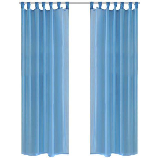 2 Cortinas turquesas transparentes 140 x 245 cm