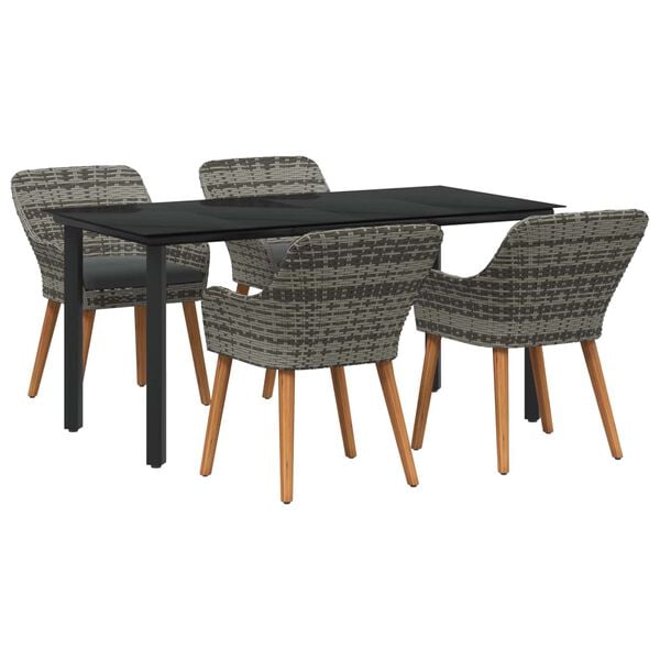 vidaXL Conjunto de Comedor de Jard&iacute;n 5 pcs Gris rat&aacute;n sint&eacute;tico