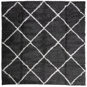 vidaXL Alfombra de pelo largo moderna PAMPLONA negro y crema 120x120cm