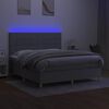 vidaXL Cama box spring colch&oacute;n y luces LED tela gris claro 180x200 cm