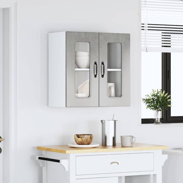 vidaXL Armario pared cocina puerta de cristal Kalmar gris hormig&oacute;n