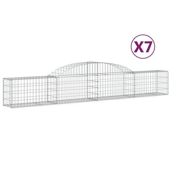 vidaXL Cestas de gaviones 7 uds forma de arco hierro 300x30x40/60 cm