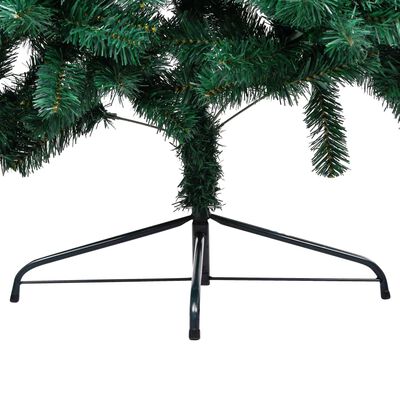 vidaXL Medio árbol de Navidad artificial con soporte PVC verde 210 cm