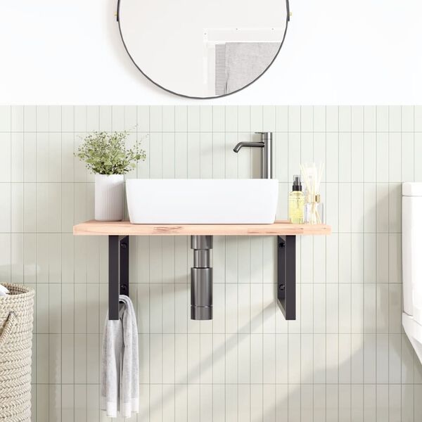 vidaXL Soportes estante de lavabo 2 uds rectangular acero negro