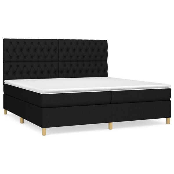 vidaXL Cama box spring con colch&oacute;n tela negro 200x200 cm