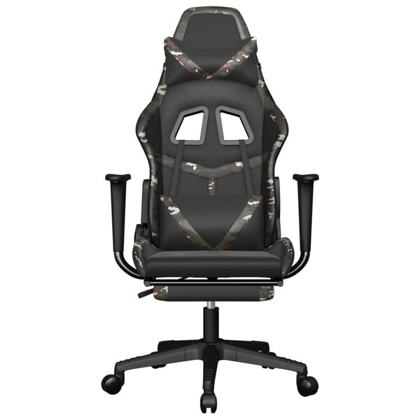 vidaXL Silla gaming con reposapi&eacute;s cuero sint&eacute;tico negro camuflaje