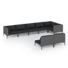 vidaXL Set sof&aacute;s de jard&iacute;n 8 pzas cojines rat&aacute;n sint&eacute;tico gris oscuro