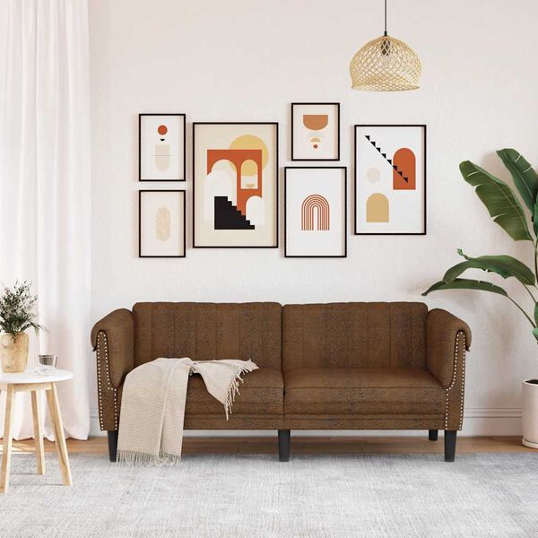 vidaXL Sofá de 2 plazas cuero sintético de ante marrón