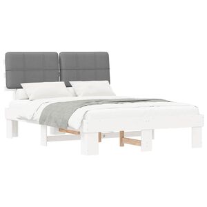 vidaXL Estructura de Cama con Cabecera Tapizada Gris Claro