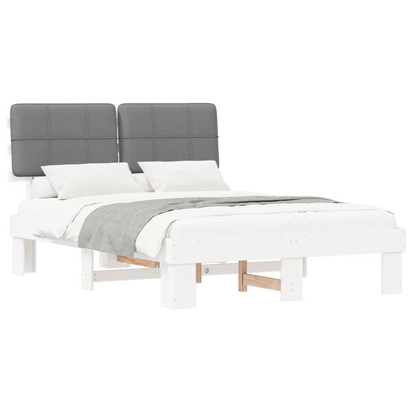 vidaXL Estructura de Cama con Cabecera Tapizada Gris Claro