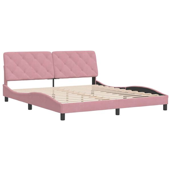 vidaXL Estructura de cama sin colch&oacute;n terciopelo rosa 180x200 cm