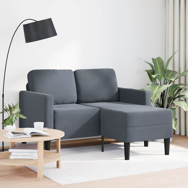 vidaXL Sof&aacute; de 2 plazas con chaise longue en forma L gris oscuro 125cm