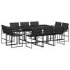 vidaXL Juego de comedor de jard&iacute;n 11 pzas con cojines textileno negro
