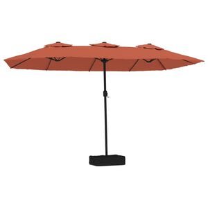 vidaXL Sombrilla doble de jard&iacute;n con luces LED terracota 449x265 cm