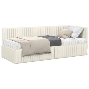 vidaXL Estructura de Cama Esquina con Colch&oacute;n 2 uds. Crema 80 x 200 cm