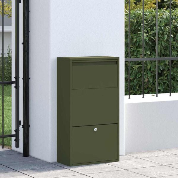 vidaXL Caja de entrega de paquetes Verde Oliva 44 x 22 x 82 cm Acero