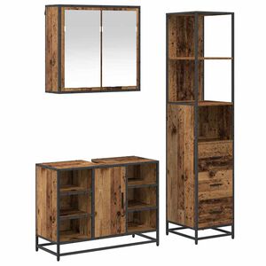 vidaXL Juego de muebles de ba&ntilde;o con caj&oacute;n 3 pcs Madera envejecida