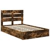 vidaXL Cama con almacenamiento con cabecera Roble ahumado 120 x 190 cm