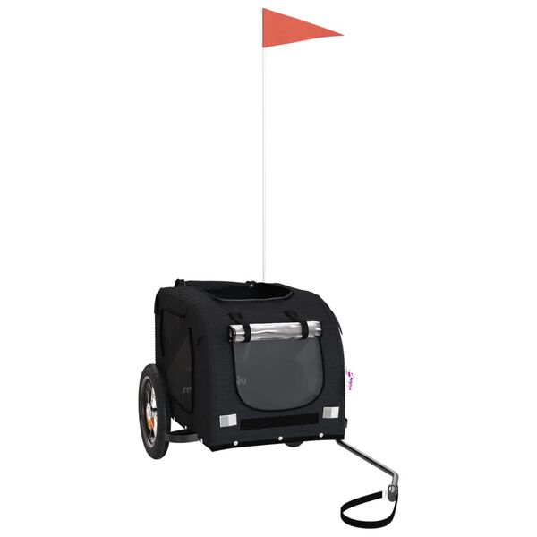 vidaXL Remolque de bicicleta mascotas hierro tela Oxford negro