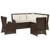 vidaXL Set muebles de jard&iacute;n 5 piezas y cojines rat&aacute;n sint&eacute;tico marr&oacute;n