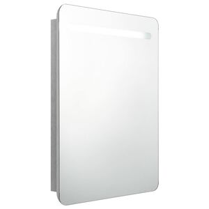 vidaXL Armario de ba&ntilde;o con espejo y LED gris hormig&oacute;n 60x11x80 cm