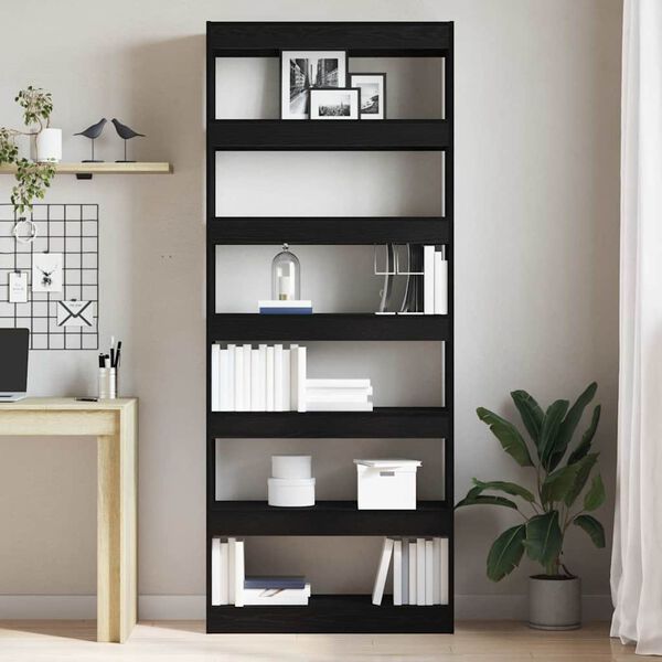 vidaXL Librer&iacute;a Negro 80 x 30 x 198 cm Madera de ingenier&iacute;a