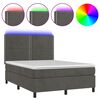 vidaXL Cama box spring colch&oacute;n y LED terciopelo gris oscuro 140x200 cm