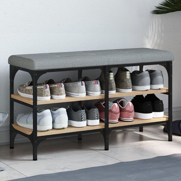 vidaXL Banco zapatero madera de ingenier&iacute;a roble Sonoma 82x32x47 cm