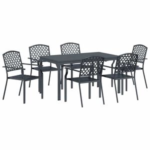 vidaXL Conjunto de Comedor de Jardín 7 pcs Antracita
