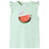 Camiseta infantil de manga volante verde suave 128