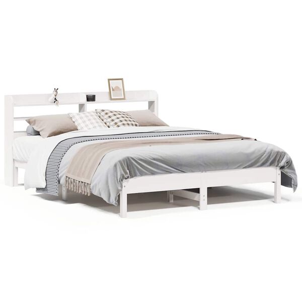 vidaXL Estructura de cama sin colch&oacute;n madera de pino blanca 140x200 cm