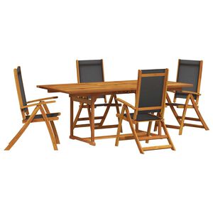 vidaXL Juego comedor de jard&iacute;n 5 pzas madera maciza acacia y textileno
