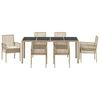 vidaXL Conjunto de Comedor de Jard&iacute;n 7 pcs Beige rat&aacute;n sint&eacute;tico