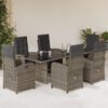 vidaXL Set comedor jard&iacute;n 7 pzas y cojines rat&aacute;n sint&eacute;tico gris