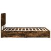 vidaXL Cama con almacenamiento con cabecera Roble ahumado 135 x 190 cm