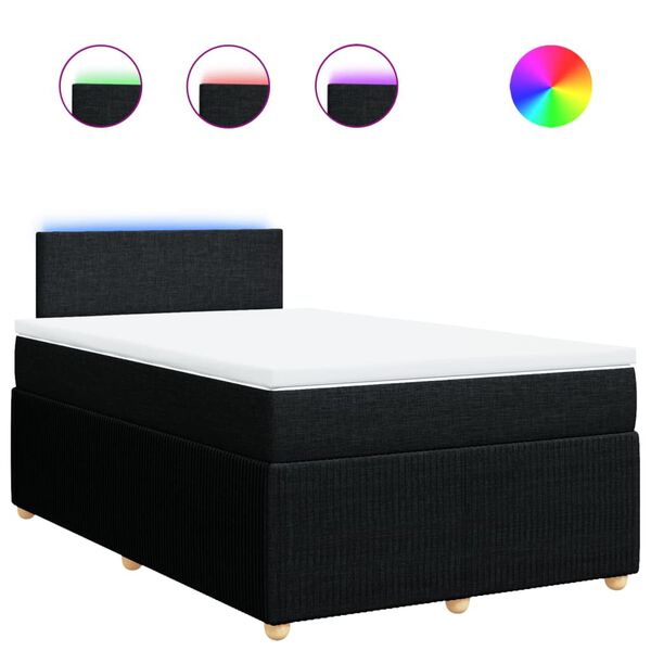 vidaXL Cama box spring con colch&oacute;n tela negro 120x200 cm