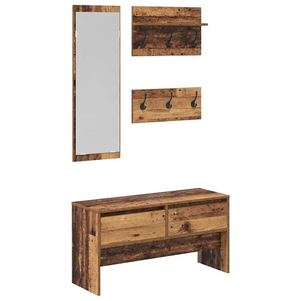 vidaXL Conjunto de muebles de recibidor con caj&oacute;n 4 pcs Madera vieja