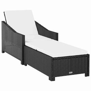 vidaXL Tumbona con coj&iacute;n rat&aacute;n sint&eacute;tico blanco crema