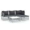 vidaXL Juego de muebles de jard&iacute;n 5 piezas y cojines acero blanco